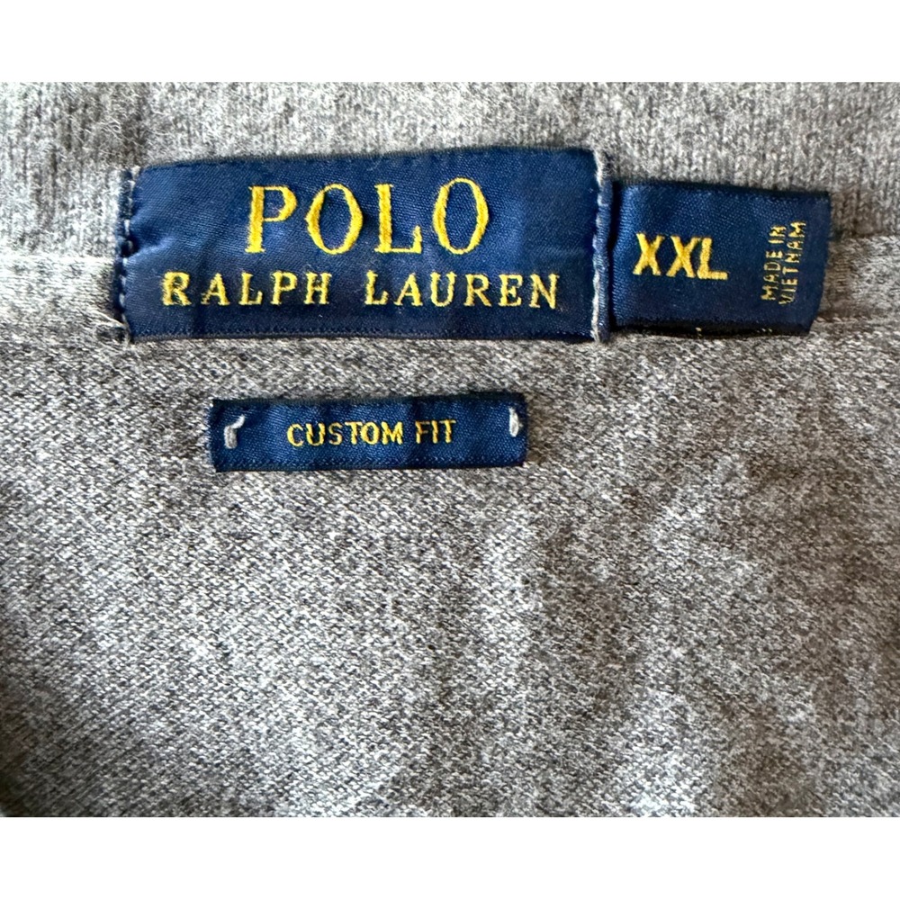 Polo Ralph Lauren Mens XXL Gray Big Pony Custom Fit Short Sleeve Polo Shirt 3 - Picture 6 of 11